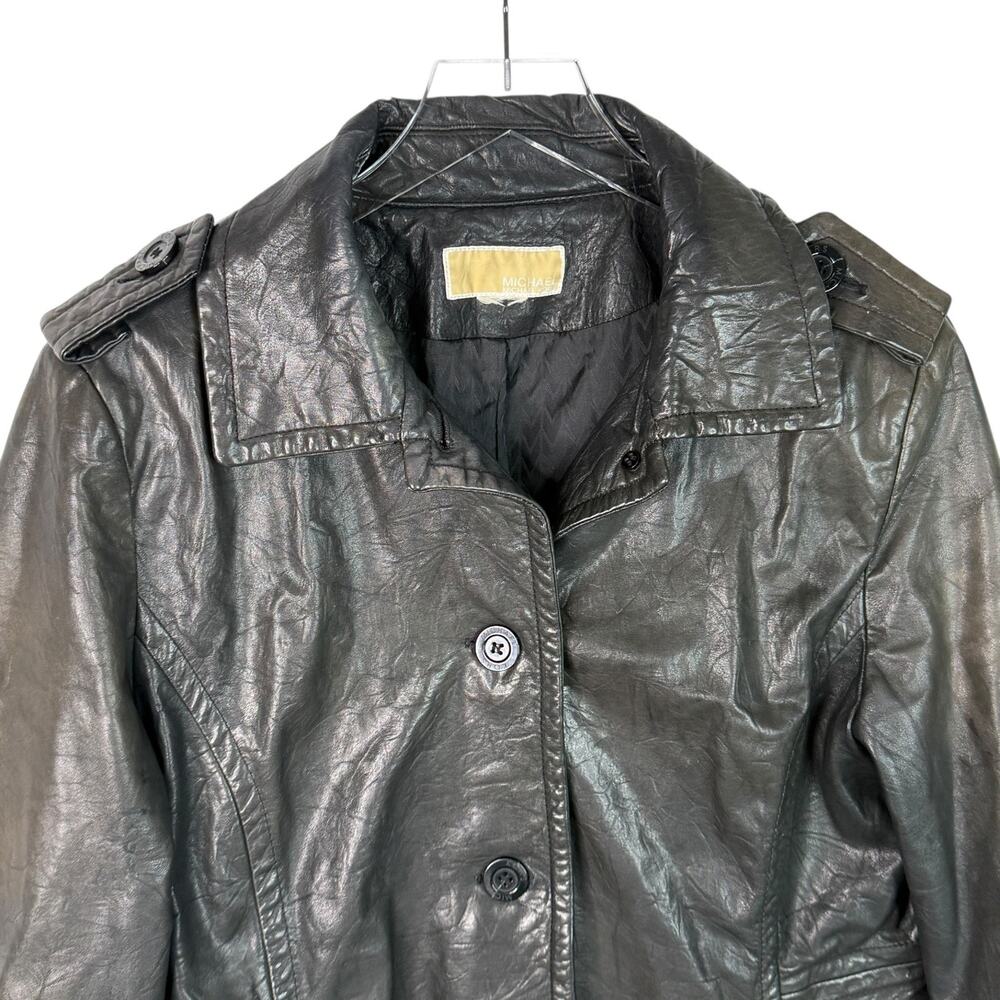 MICHAEL Michael Kors Oilslick Black Soft Leather Jacket Moto Field Coat Large - Picture 3 of 8